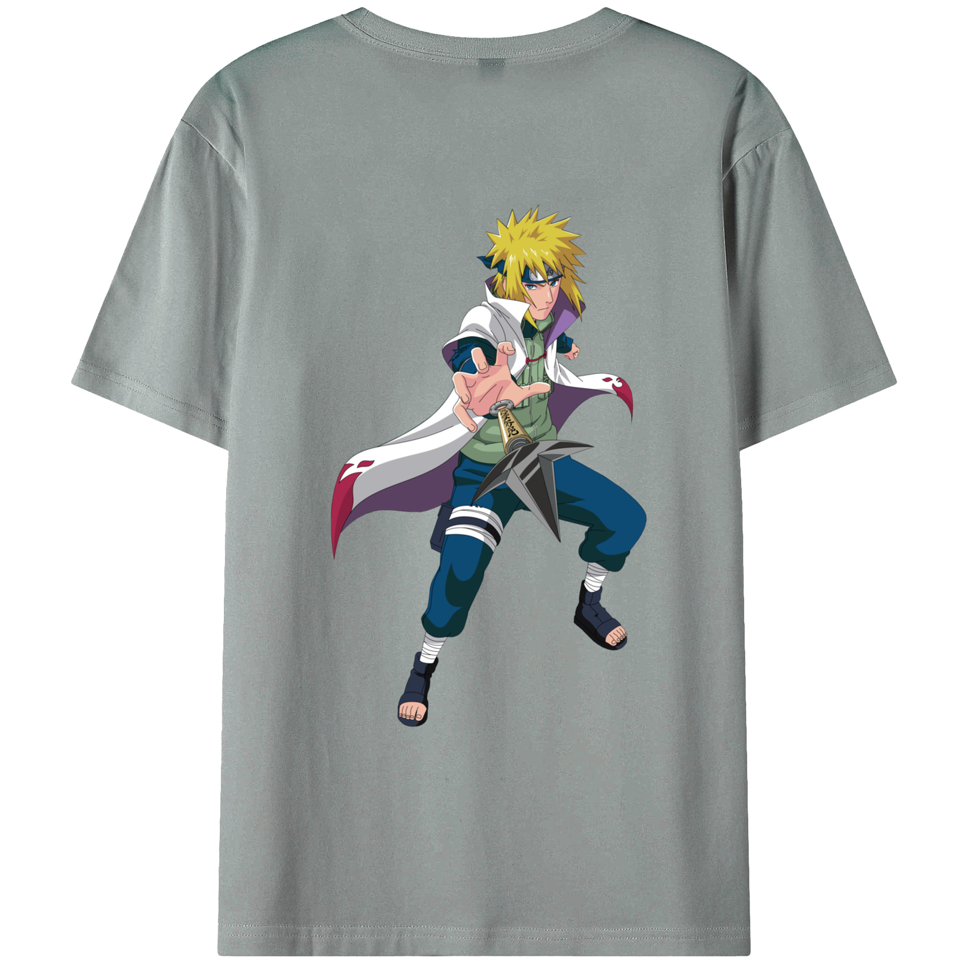 （画像用） NARUTO -ナルト- 波風 ミナト Namikaze Minato 綿100％ メンズ半袖Tシャツ（バックプリント） 通気性